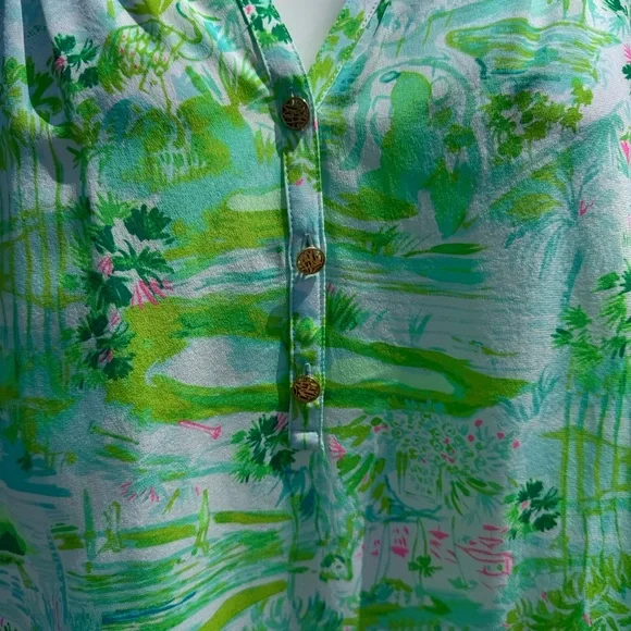Honda Classic Gold Lilly Pulitzer Tropical Green and Blue Blouse - Picture 3 of 11